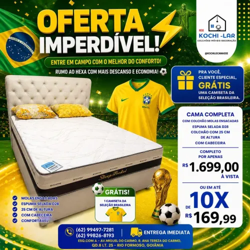 Cama casal completa brinde camisa do Brasil