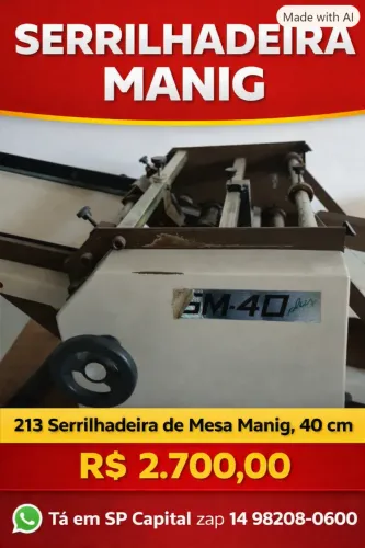 213 Serrilhadeira de Mesa Manig, 40 cm R$ 2.700,00 Ta em Sp Capital
