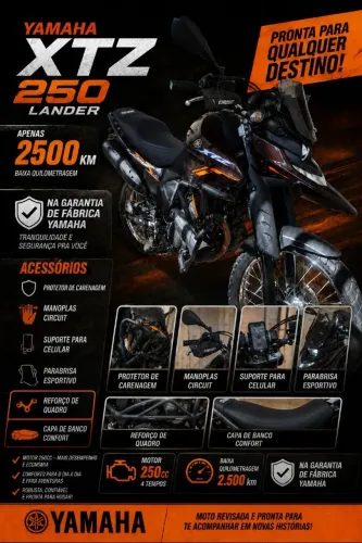 Yamaha XTZ 250 Lander - Baixa Quilometragem | Garantia de Fábrica | Pronta para Viajar!