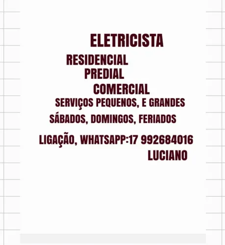 Eletricista,emergêncial,residêncial,predial,todos dias