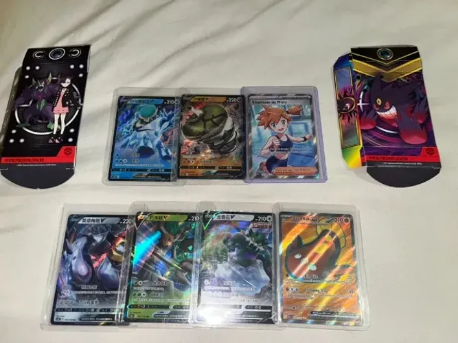 7 Cartas Pokémon Originais + Mini Deck Box Oficial