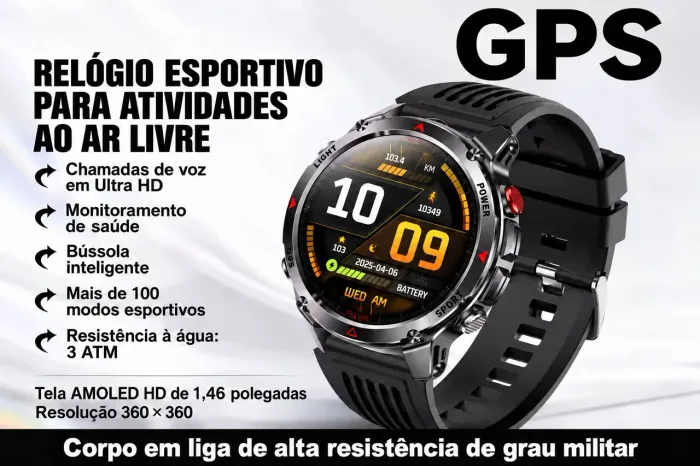 Smartwatch HT37T com GPS Independente e Lanterna Integrada ?