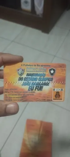 Ingresso da inauguração do Estádio Nilton Santos, antigo estádio olímpico João Havelange.