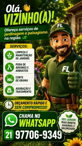 PRECISANDO ROÇAR,LIMPAR, OU ARRUMAR SEU ESPAÇO? FALE COM A FL JARDINAGEM.