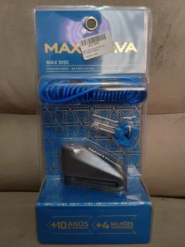 Cadeado trava disco grande c/ cabo lembrete p/ moto Maxtrava 
