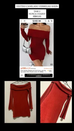 VESTIDO AVENUDADO VERMELHO - SHEIN