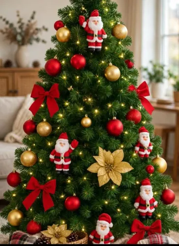 Árvore de natal grande já vem com os enfeites,pisca pisca e extensão, pronta para montar.