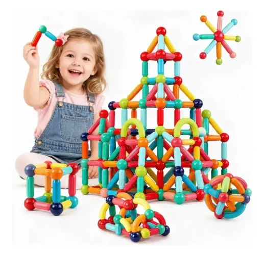 Brinquedo educativo, blocos magnéticos-128 peças