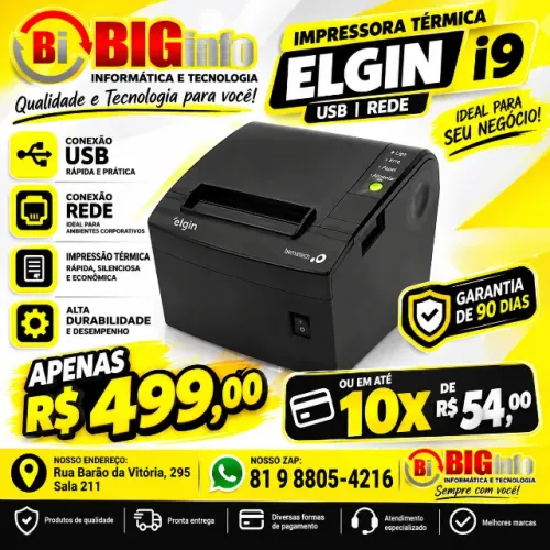 Impressora Termica Não Fiscal Elgin i9 Full - Em ate 10x Fixas