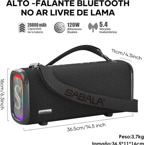 Caixa de Som SABALA DR-908 PRO, 120W