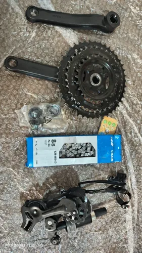 Kit 2 câmbio turney 8v, pé de vela e k7