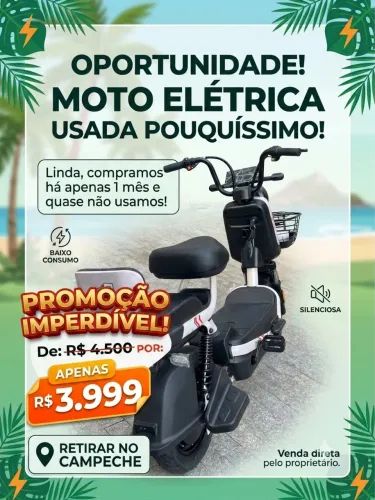 OPORTUNIDADE ÚNICA! MOTO ELÉTRICA COM APENAS 1 MÊS DE USO!