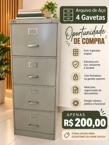 Gaveteiro de escritório de metal