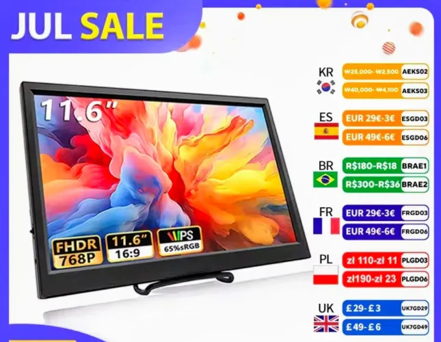 Monitor Portátil com acessórios e capa 