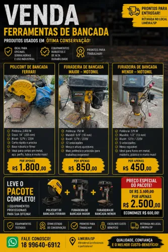 Ferramentas de Bancada - Policort Ferrari + 2 Furadeiras de Bancada