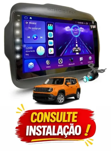Central Multimídia Android Jeep Renegade 9 Pol Carplay s/ Fio Gps Youtube Tv On line
