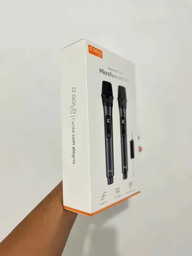 Microfone duplo sem fio recarregável