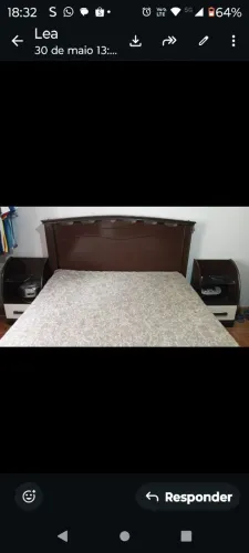 Cama Queen MDF tabaco + 2 criados mudos