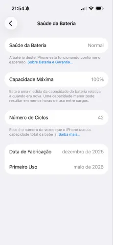 iPhone 16 -128 gb ( ativado dia 21 de maio)