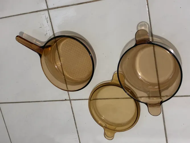 Caçarola e frigideira de vidro marca Vision