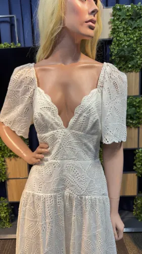 Vestido Cropped Laise Branco Farm 