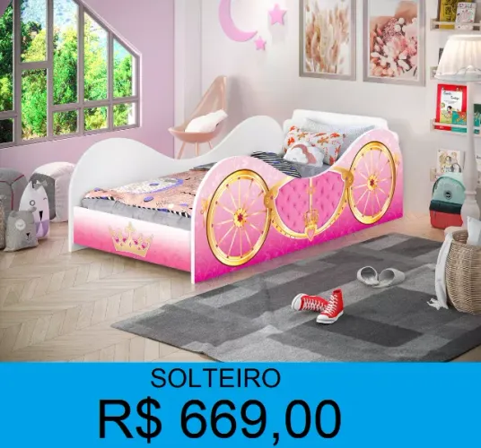 Cama carruagem infantil rosa - a pronta entrega