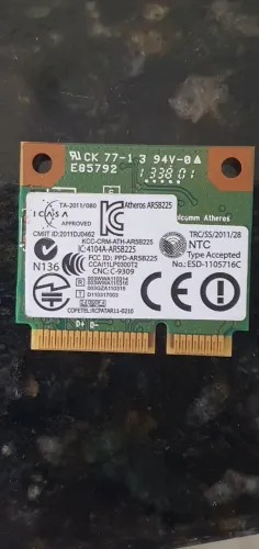 Placa Rede PCI Atheros AR5B225 Wi-Fi Bluetooth Notebooks Dell 150MB/s