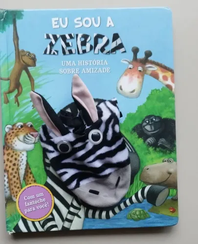 Livro Grande de Capa Dura Zebra - com fantoche.