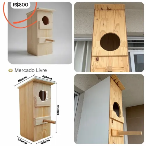 Ninho de madeira para aves grandes