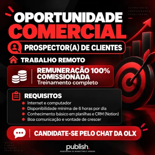 Prospector(a) de Clientes - Home Office | 100% Comissionado