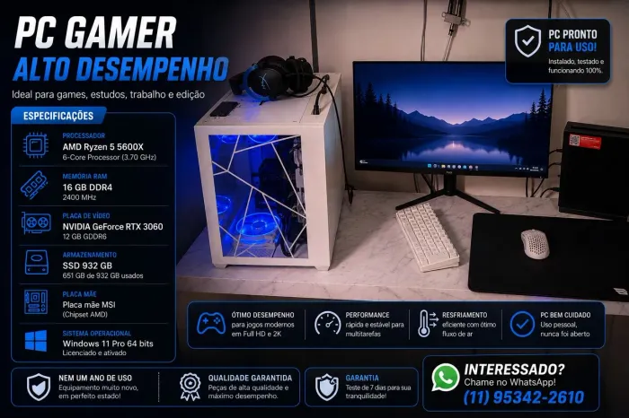 Pc Gamer alto desempenho Novo