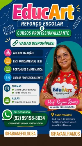 Reforço Escolar EducArt & Curso Profissionalizante