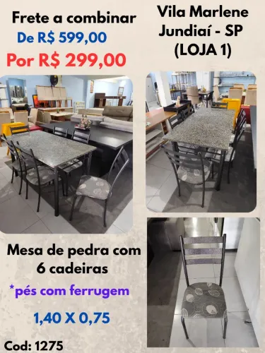 Mesa de pedra com 6 cadeiras