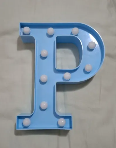 Letra Luminosa LED Decorativa Letra P Azul Infantil