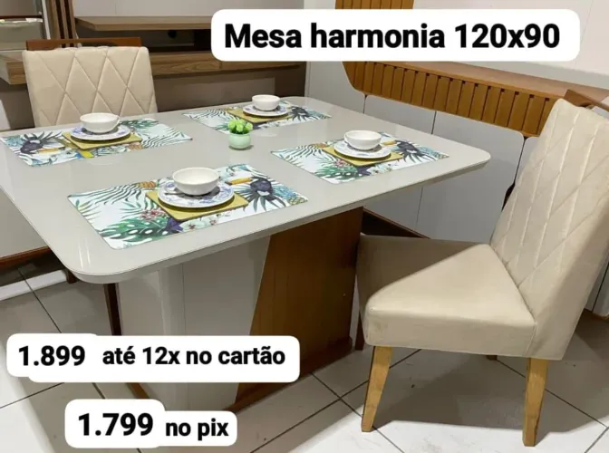Mesa de jantar 4 lugares com baú promoção