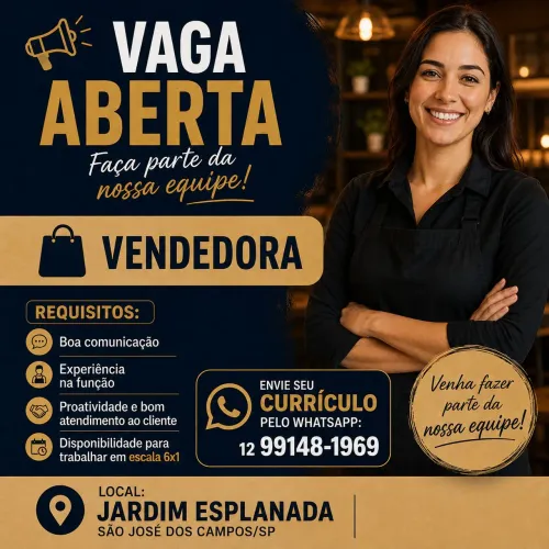 Vaga para Vendedora