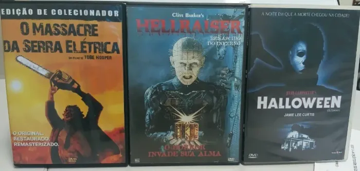LOTE DVD ORIGINAL TERROR - 3 CLÁSSICOS (MASSACRE DA SERRA ELÉTRICA/HALLOWEEN/HELLRAISER) 