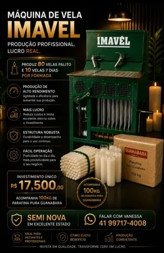 Maquina para fabricação de Velas palito e 7 dias semi nova