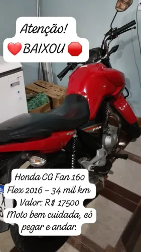 ? Honda CG Fan 160 Flex 2016 - Econômica, Conservada e Pronta pra Rodar!