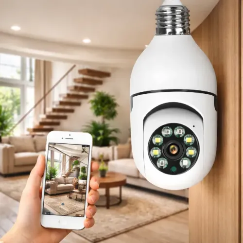 Camera Wifi Lampada Giratória - App no Celular - Camera Segurança