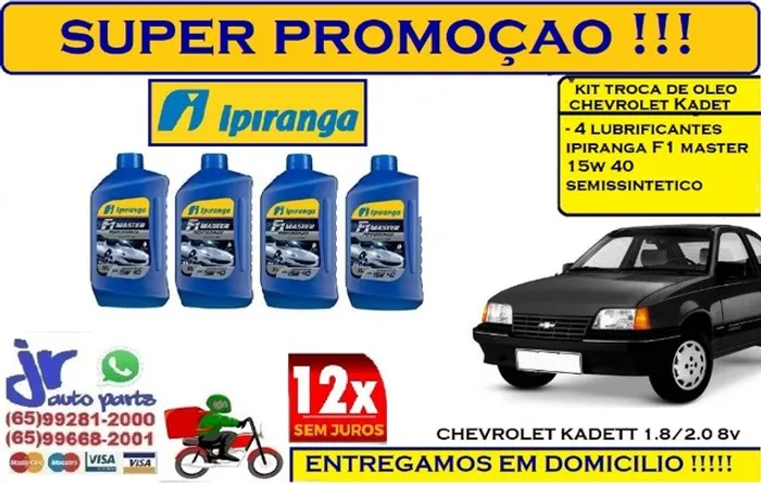 Kit Lubrificante Ipiranga F1 Master 15W 40 Chevrolet Kadett 1.8 2.0 8v