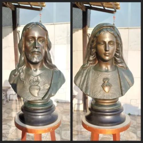 Antiguidade busto em bronze Sagrado Coração 