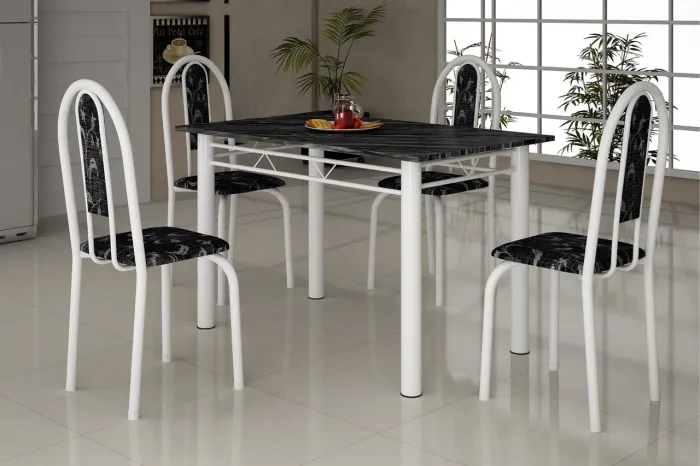 Mesa 4 cadeiras GRANITO 120x75 tubo grosso - ENTREGA HOJE !!! 
