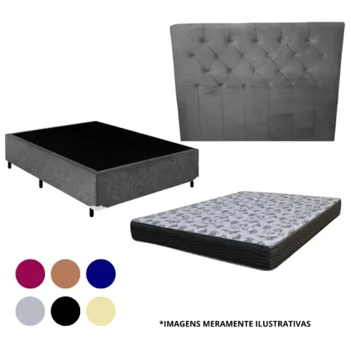 Kit Cama Box Casal com Colchão de Espuma D33 e Cabeceira - Novo