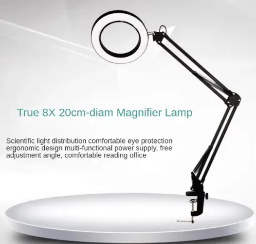 Lupa 200mm diam 120 led 8x lupa para a leitura estação de solda telefone com luz led supor