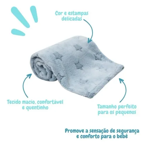 Cobertor Mantinha Para Bebê Macio Manta Estrelinhas Buba