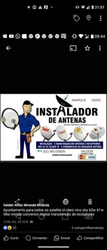 Instalação e apontamento de antena 