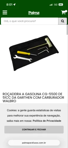 Máquina ROÇADEIRA A GASOLINA CG-5500 DE 51CC DA GARTHEN COM CARBURADOR WALBRO