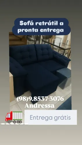 Sofá retrátil com braço pontilhado entrega grátis