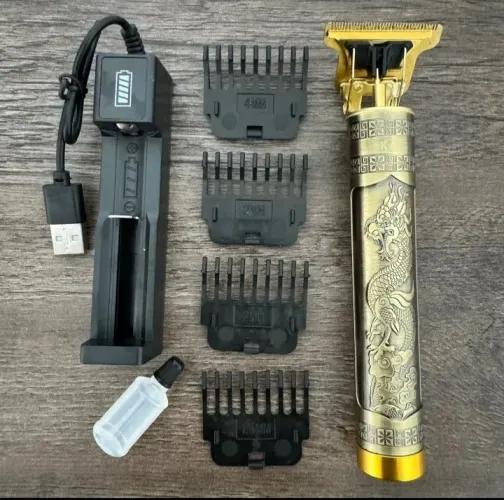 Maquina de cortar cabelo barba e acabamentos t9 retro dragao nova Novo Entregamos 